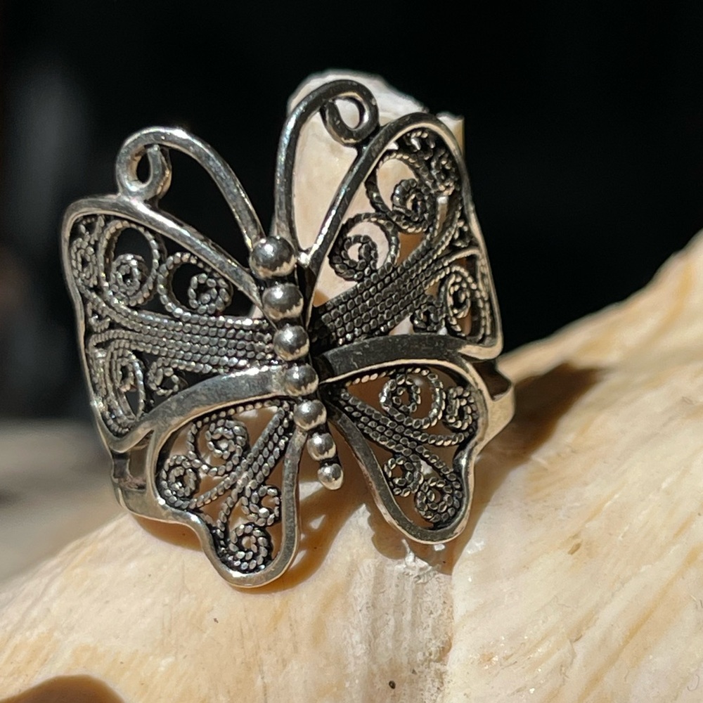 Sterling silver handcrafted butterfly ring